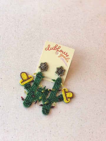 Cactus Christmas Beaded Earring