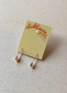 Squared Safety Pin Earrings