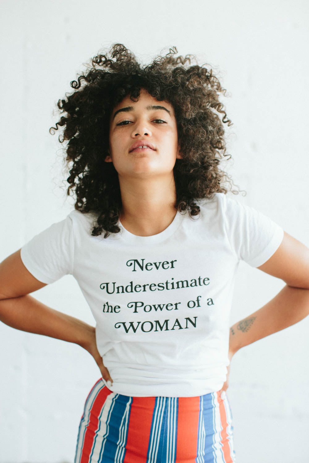 Never Underestimate the Power of a Woman - white tee