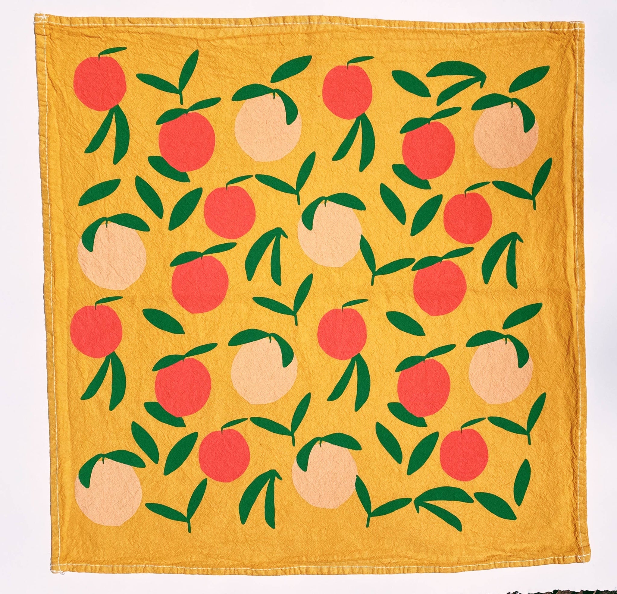 Yellow Peach Toss Tea Towel - Julie Peach
