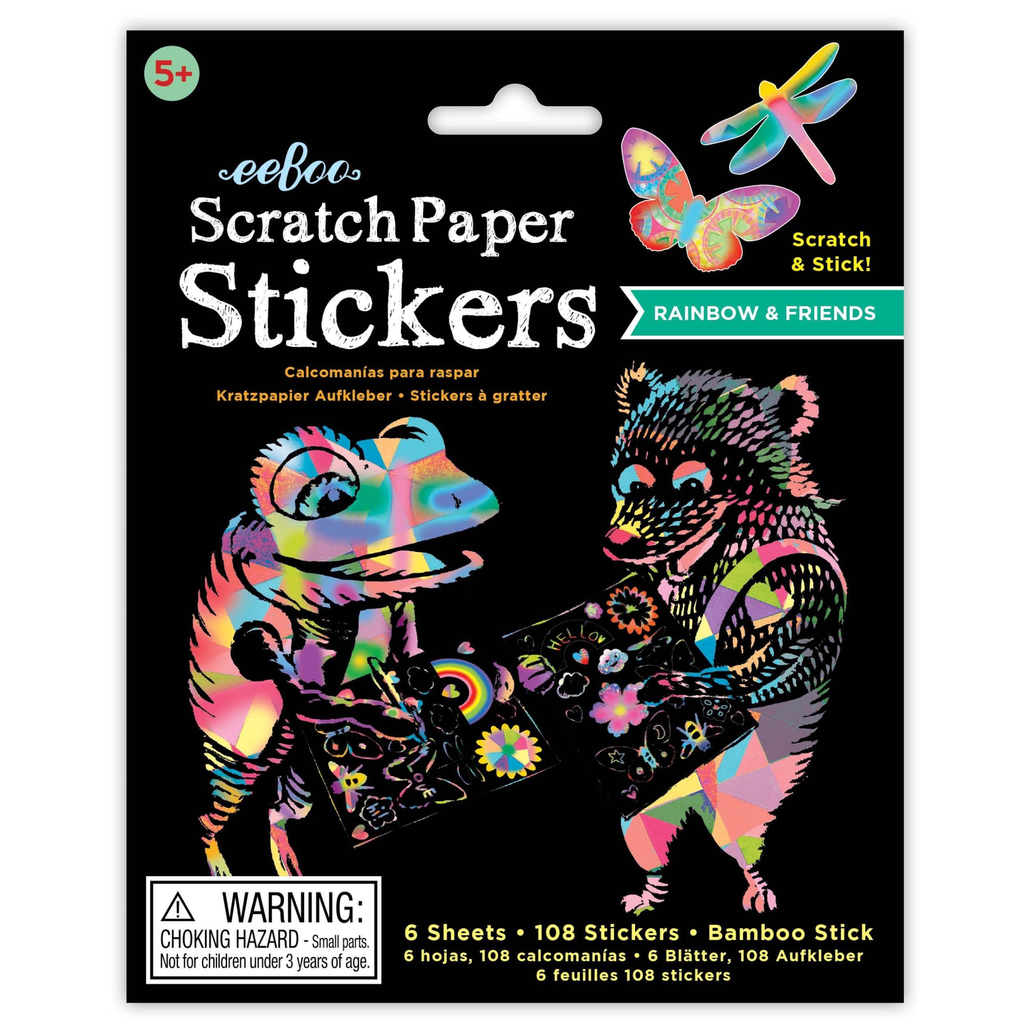 eeBoo - Rainbow and Friends Scratch Paper Stickers