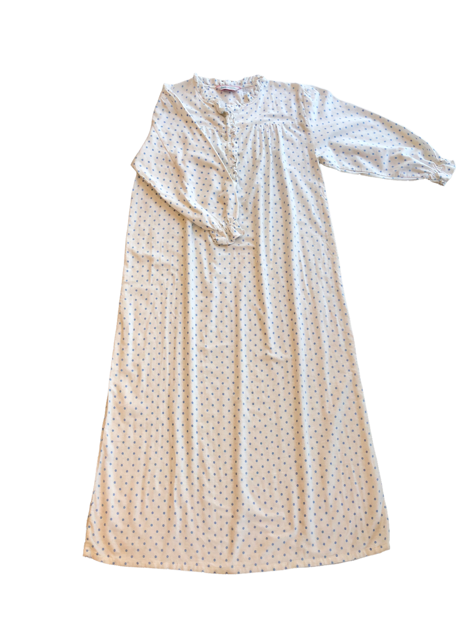 White Polka-Dot Long Sleeve Gown - VC