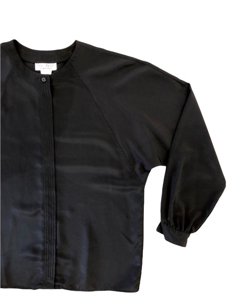 Black "Silky" Button Up Blouse- VC