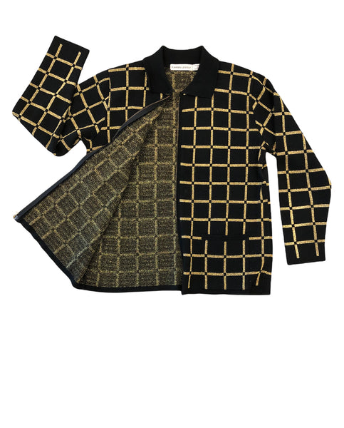 Gold and Black Checkered Zip Up- VC