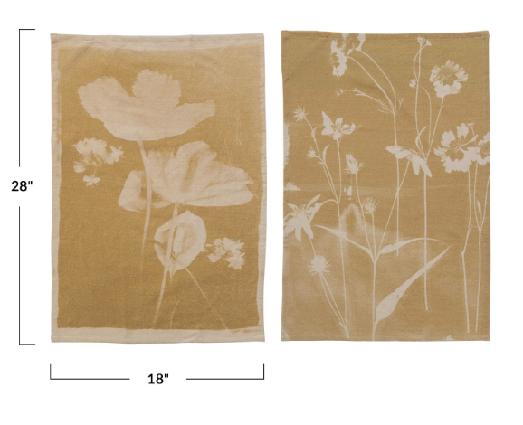 Cotton Slub Printed Floral Tea Towel