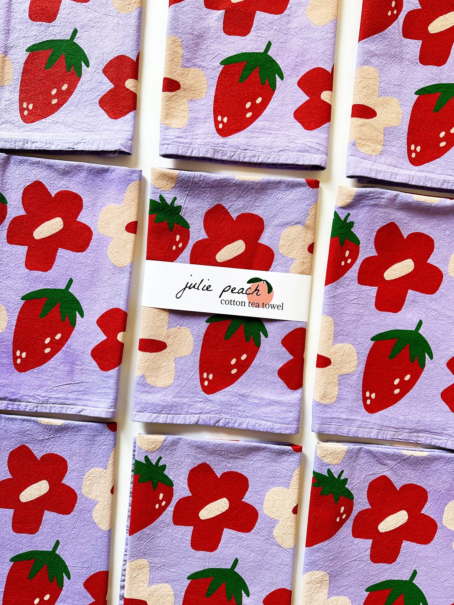 Berry Shroom Purple Tea Towel - Julie Peach