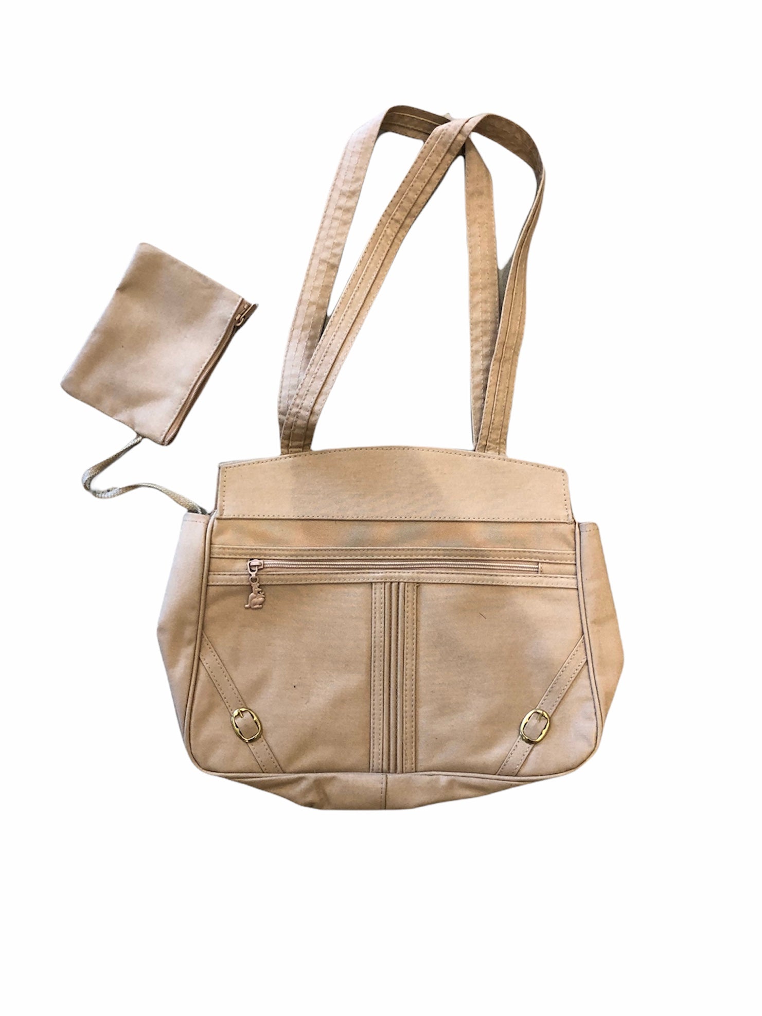 Structured Khaki Handbag with Attached Coin Purse- VC